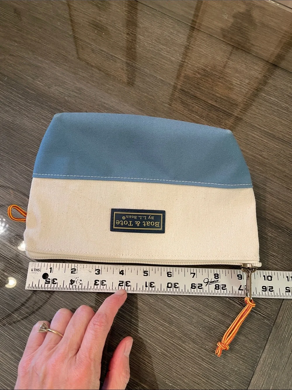 L. L. Bean Boat and Tote Zip Pouch, Blue & Canvas Monogrammed